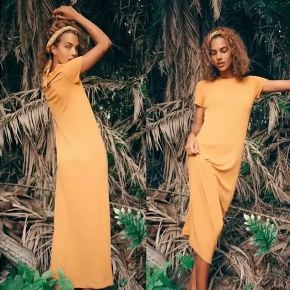 Free People Simone Jenner Ribbed Tee Maxi Dress in Dark Teal NWT XL - Picture 12 of 14